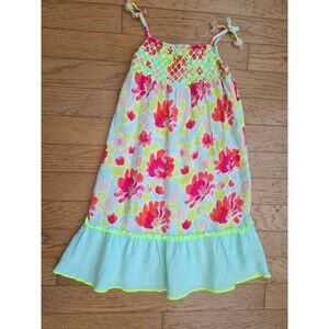 Cat and Jack Neon Colorful Smocked Floral Maxi Infant Dress 18M